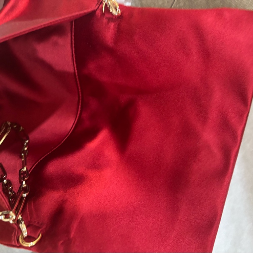 Jimmy Choo  Titania Red Satin Jeweled Evening Clutch - Picture 3 of 5
